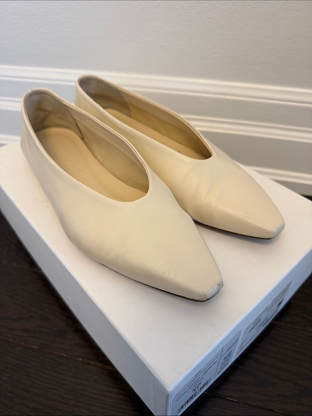 Aeyde Cream Pointed-Toe Slip-On Flats